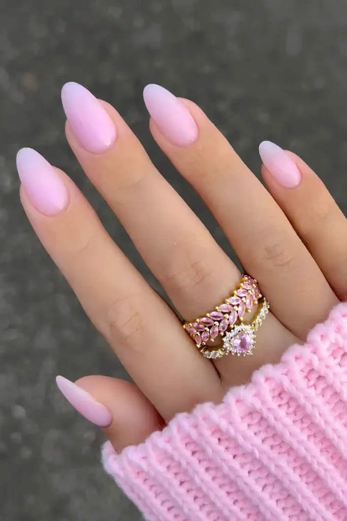 Baby Pink Almond Manicure for a Soft Feminine Look