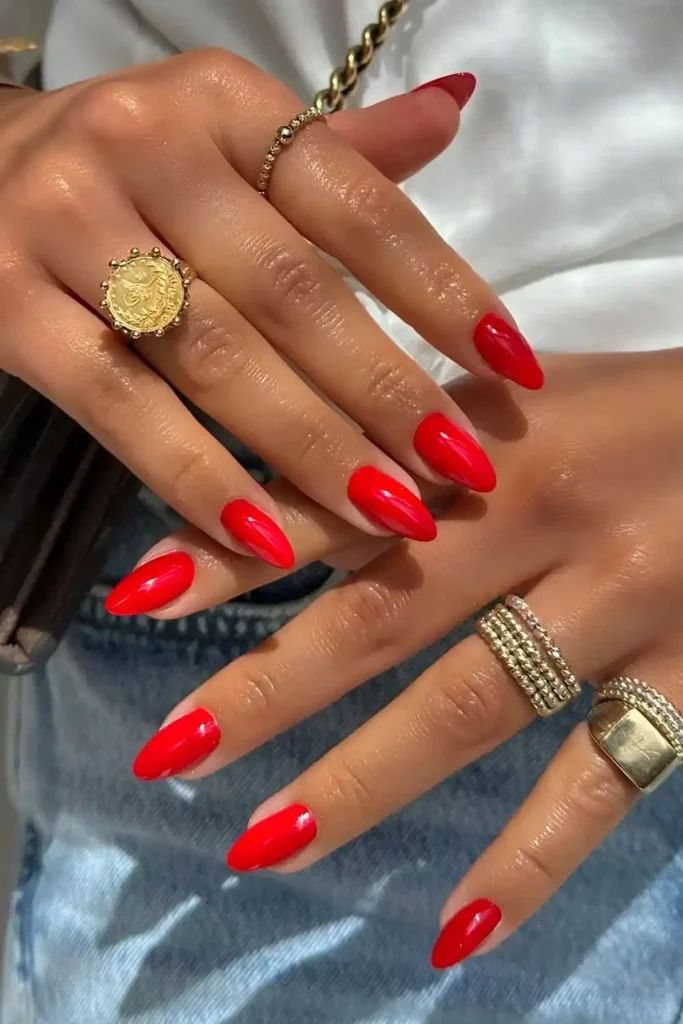 Bright Red Solid Mani