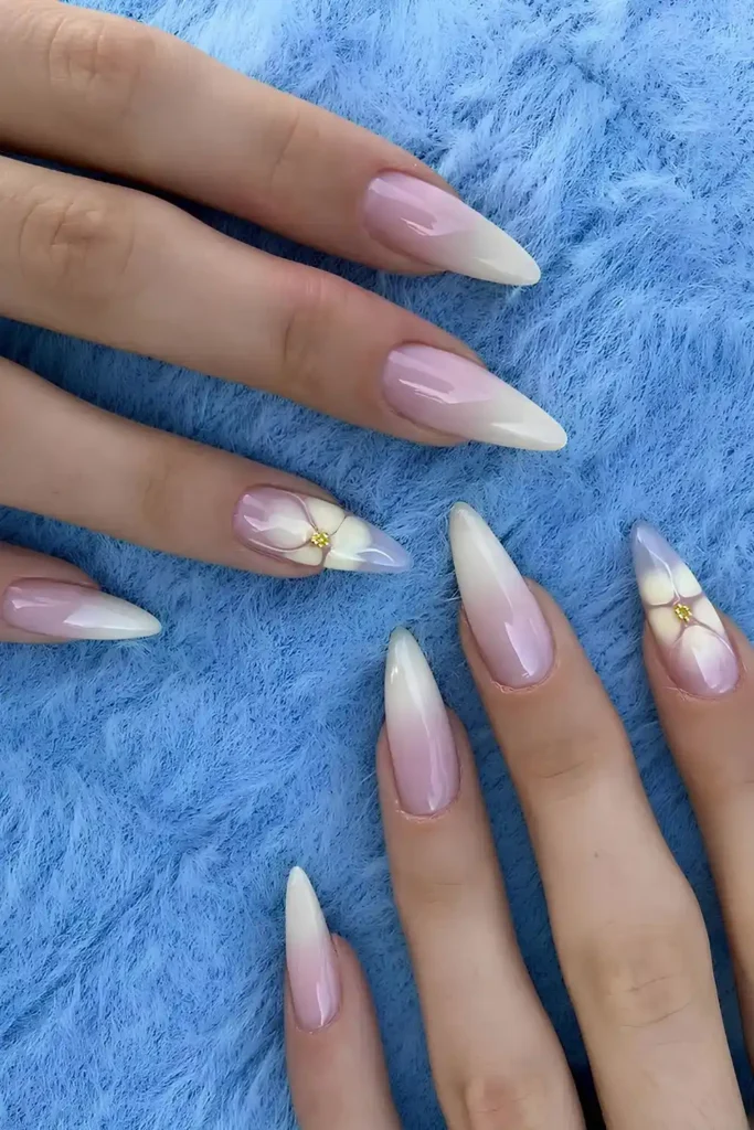 Butter Yellow Ombre Mani With Blooming Gel Flowers You'll Love