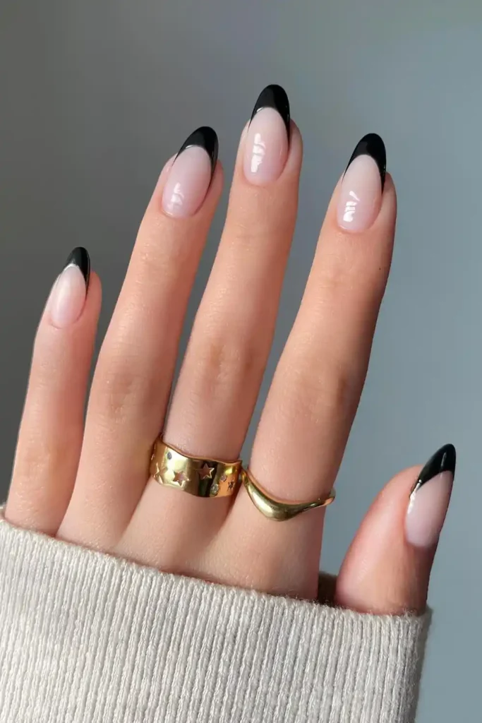 Classic Black French Tip Manicure