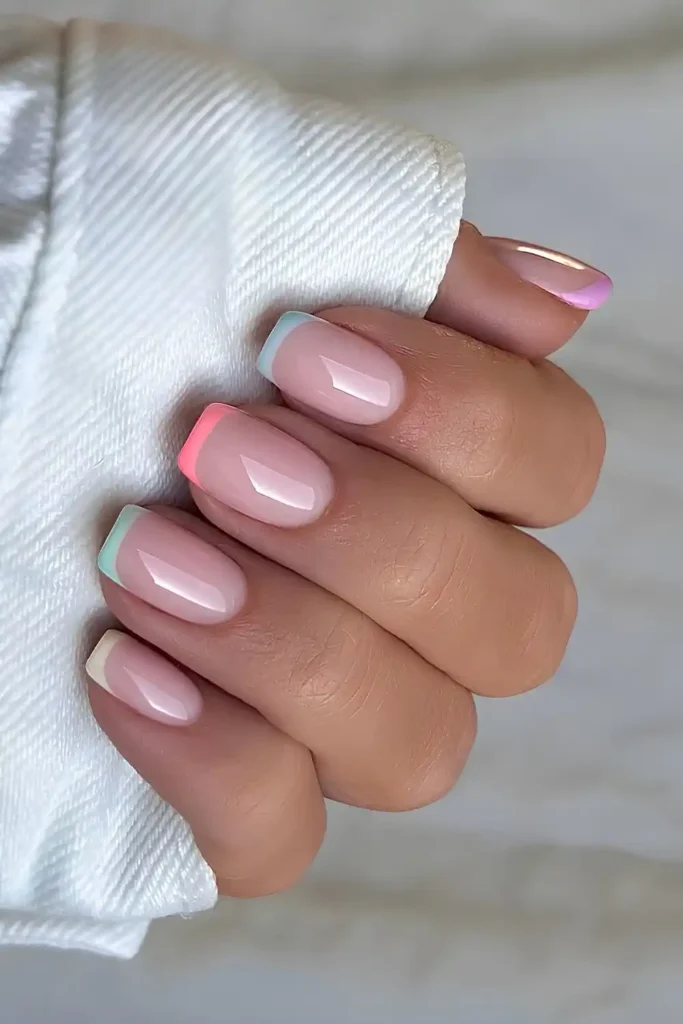 Colorful Pastel French Tip Mani
