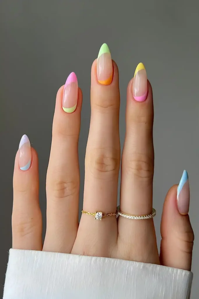 Colorful Upside Down French Nails With a Modern Twist