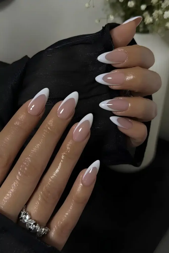 Deep White French Tip Mani for a Bold Classic Style