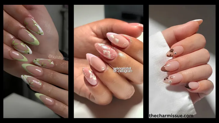 Floral French Tip Nail Ideas