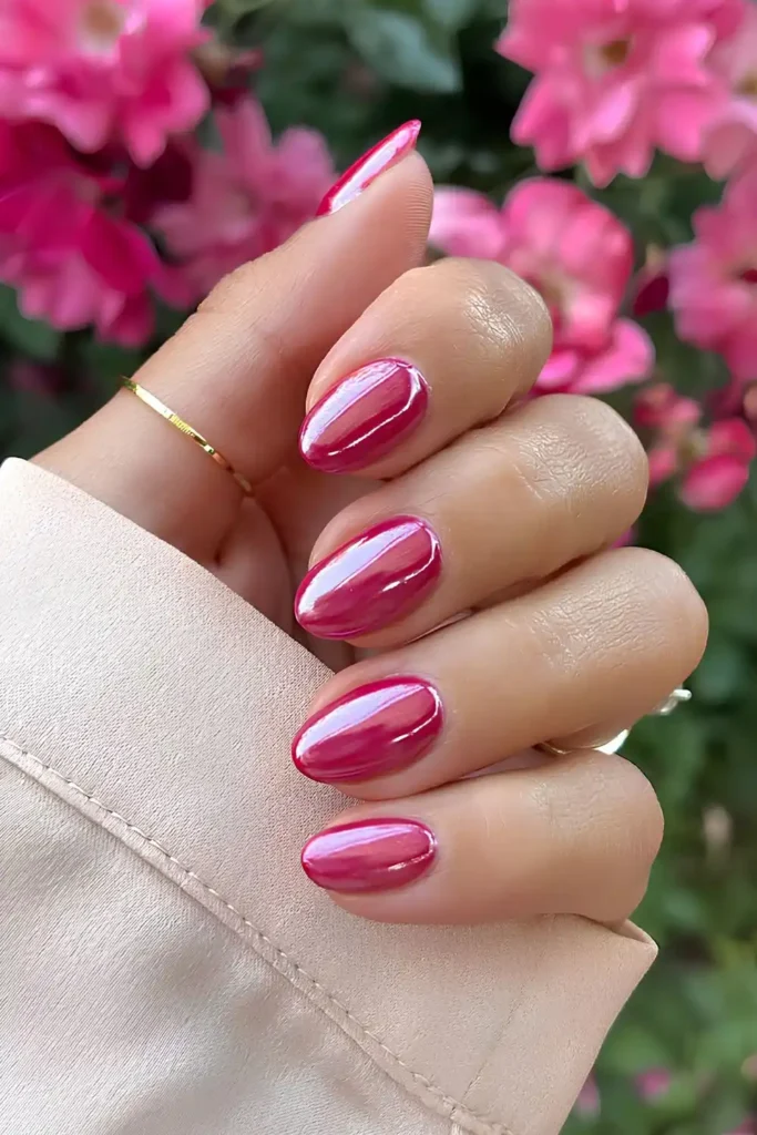 Glazed Hot Pink Manicure