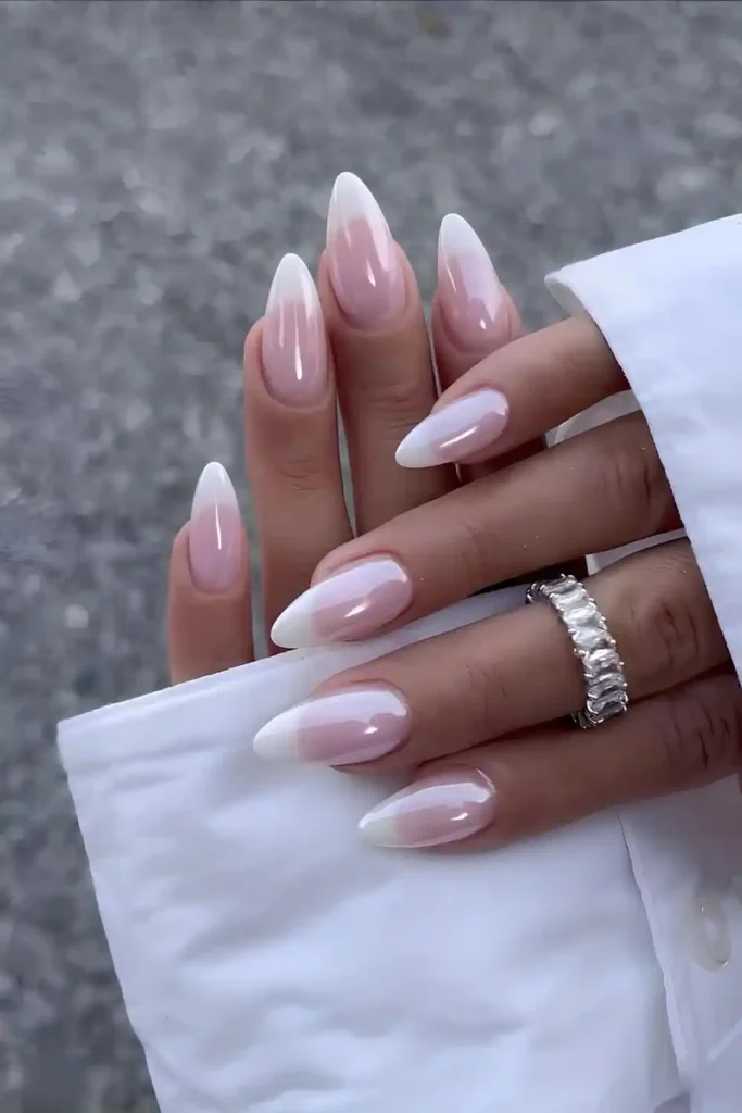 Glazed white French Manicure