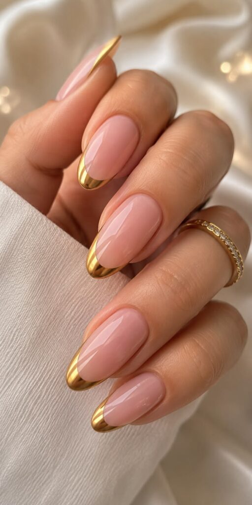 Gold French Tip Nail Ideas