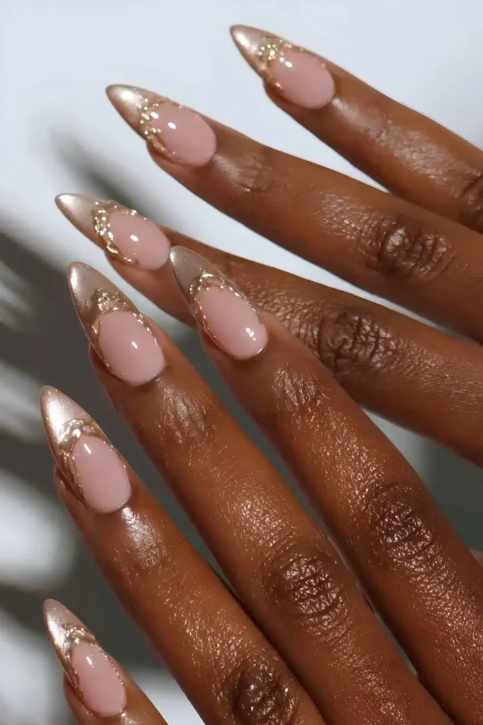 Gold Cat Eye French Manicure That Looks Pure Luxury