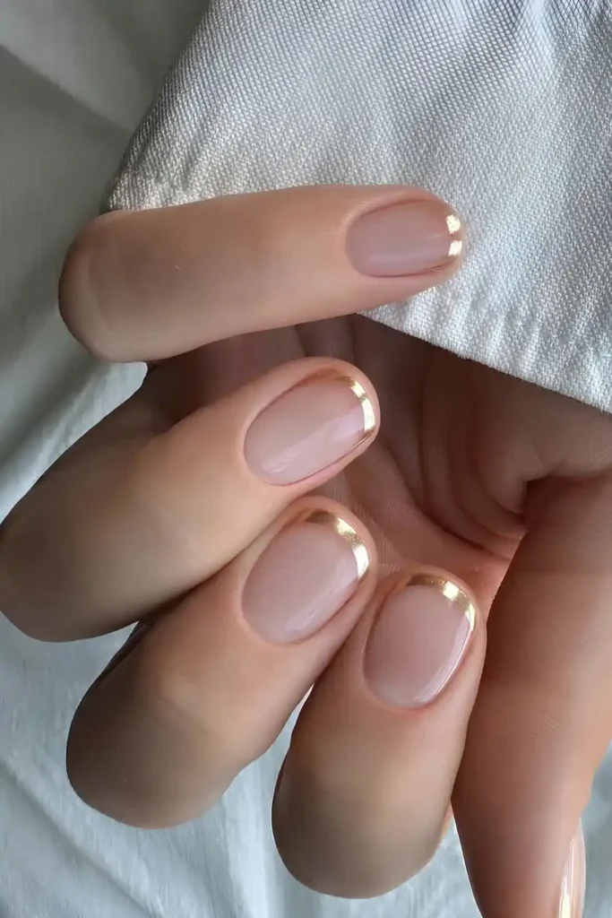 Gold Micro French Manicure for a Chic Minimal Look