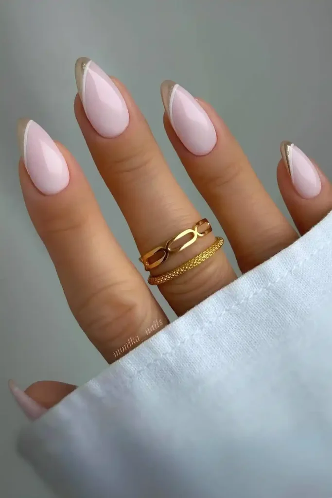 Gold Side French Manicure With White Outline You'll Love
