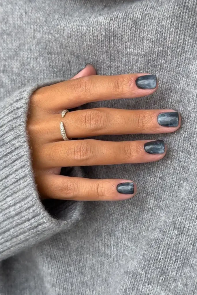 Gray Marble Effect Mani