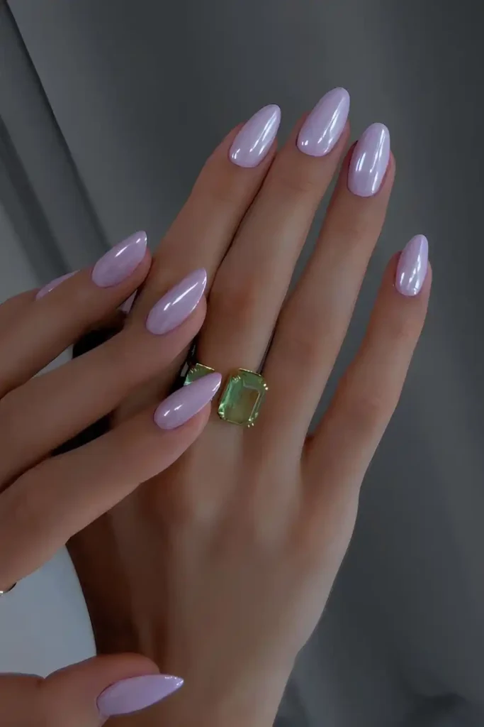Lavender Chrome Effect Nails