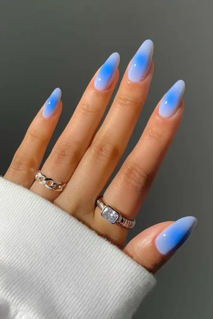 Light blue aura effect nails