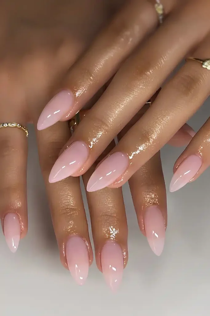 Light Pink Jelly Manicure With a Glossy Finish