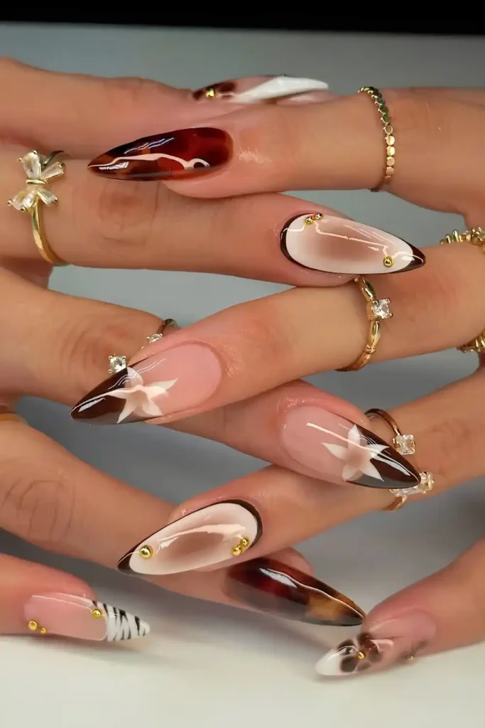 Mix And Match Nails In Brown And Beige Hues