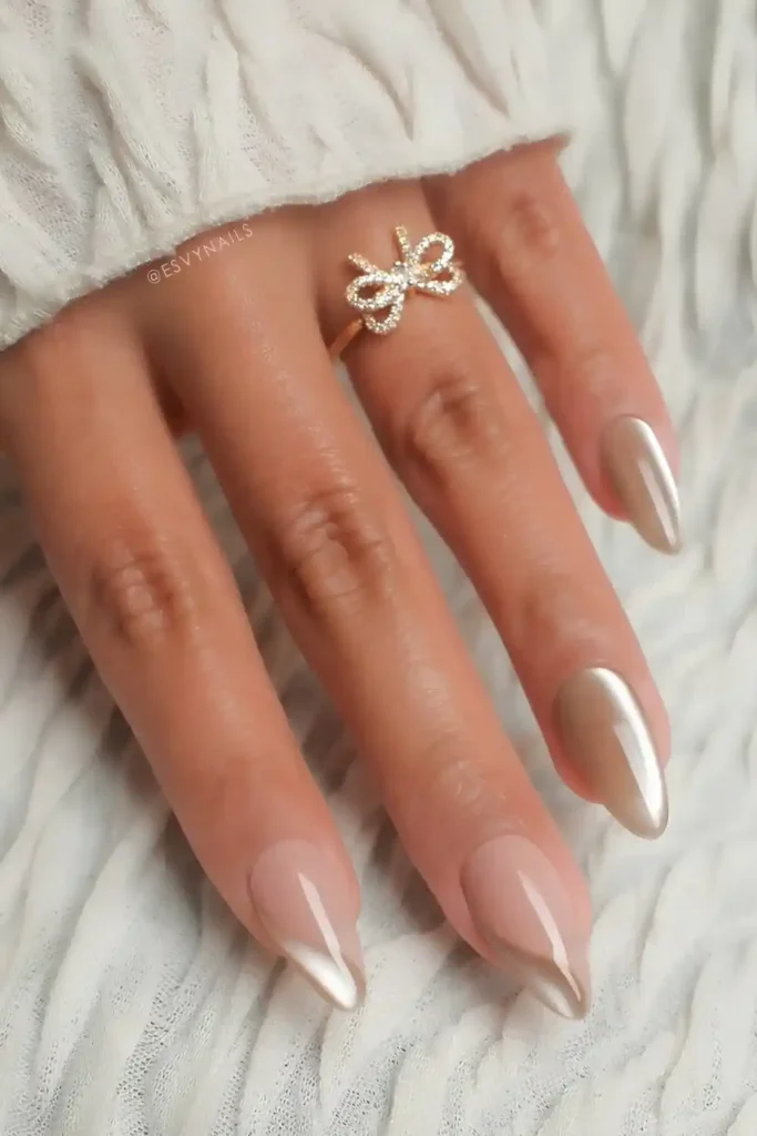 Neutral Cat Eye Nails With Negative Space Accent That Feel Modern