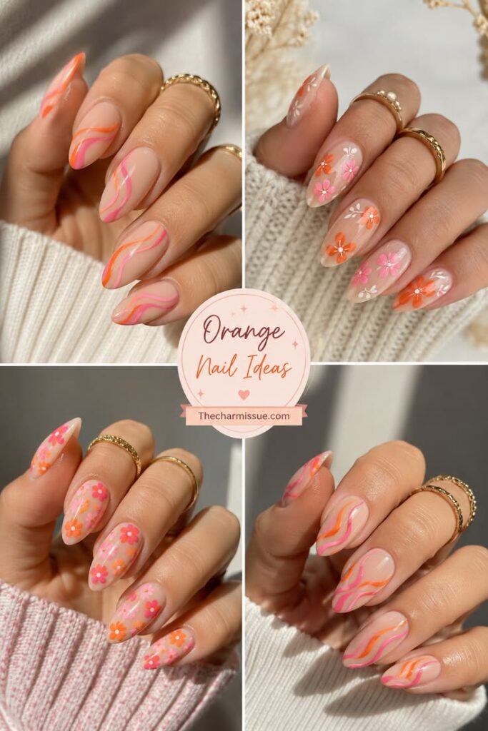 Pink and Orange Nail Ideas
