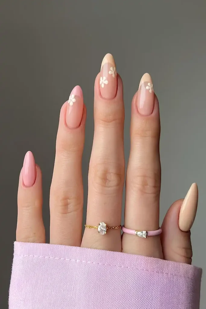Pink and Peach Floral French Nails You'll Want to Copy