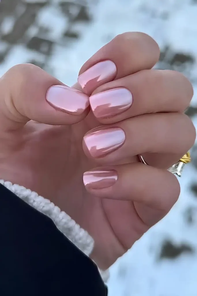 Pink Chrome Winter Nails You'll Love This Season