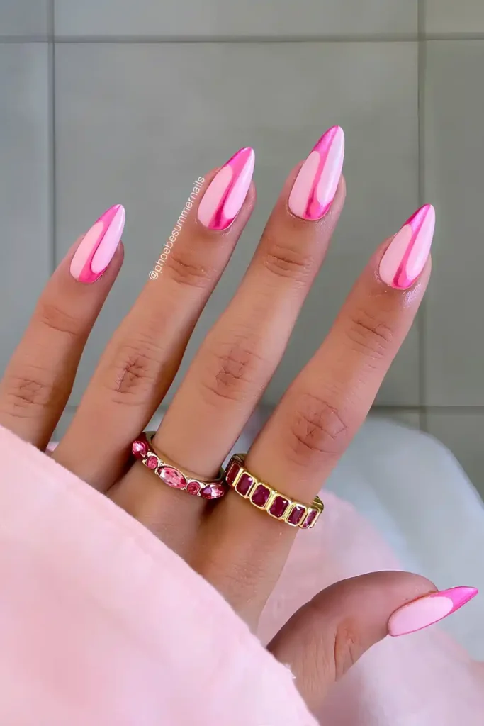 Pink Half Sies Chrome Mani