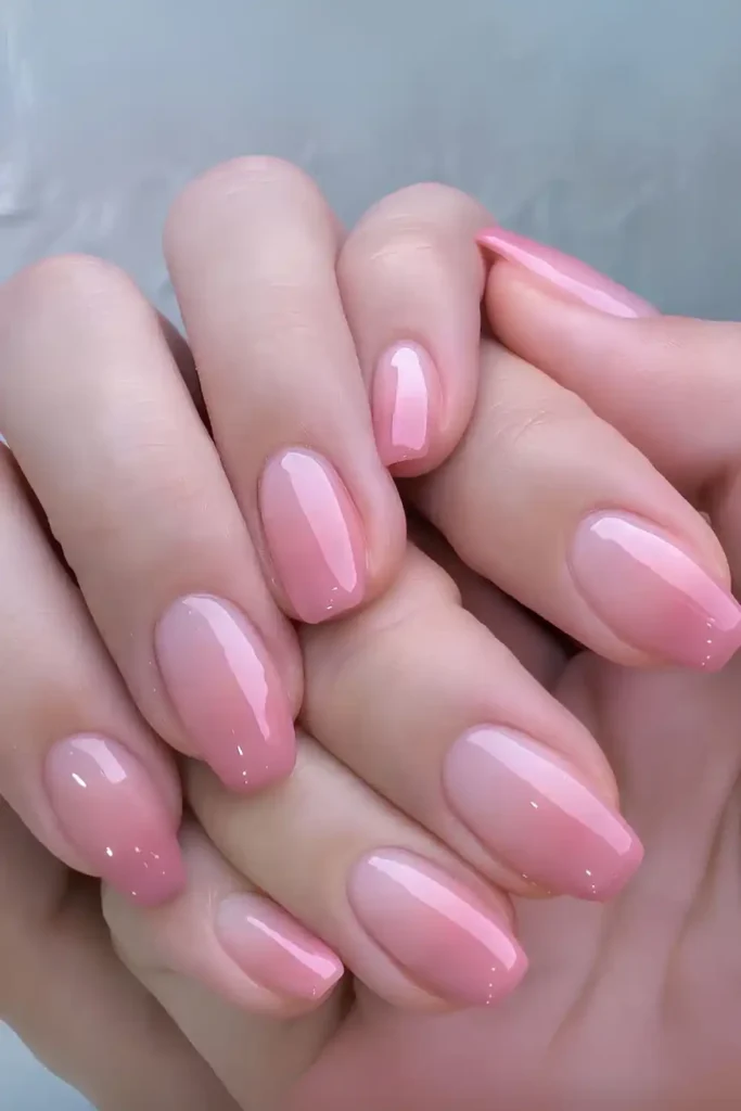 Pink Jelly Ombre Manicure With a Soft Glossy Blend