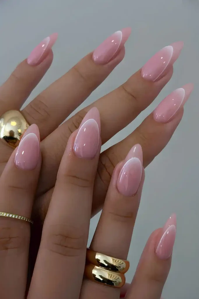 Pink Nails With White French Tip Outlines for a Fresh Modern Look