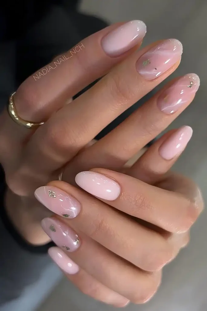 Pink Rose Quartz Inspired Marble Nails With a Dreamy Finish