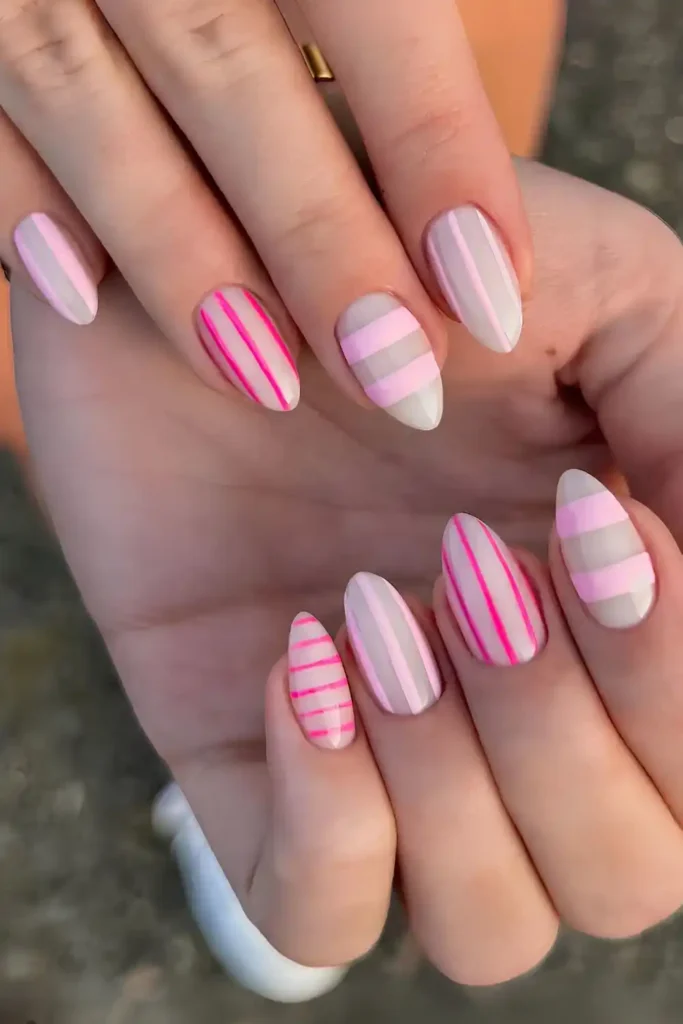 Pink Striped Nails With a Modern Minimal Twist