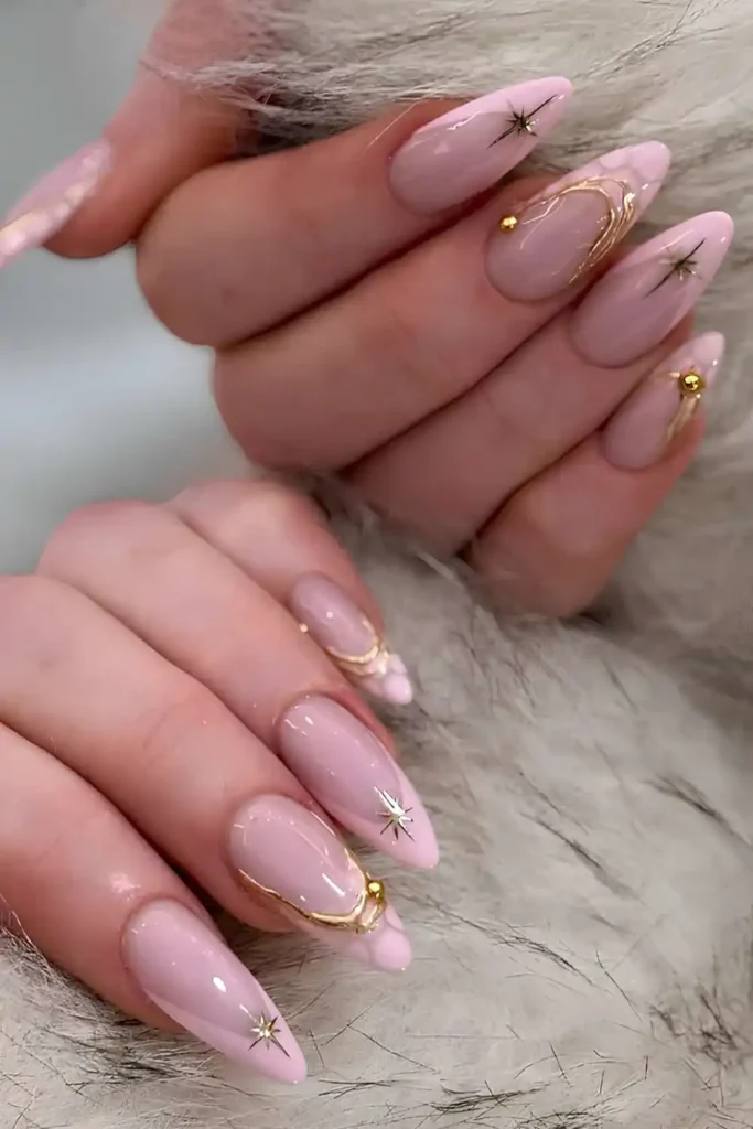 Pink Winter Mix and Match French Tips for a Cozy Seasonal Look