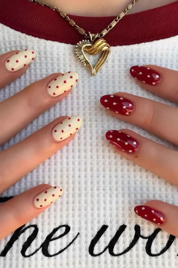 Red And Yellow Polka Dot Nails