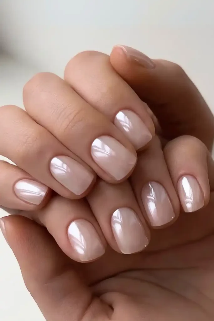 Sheer White Chrome Nails