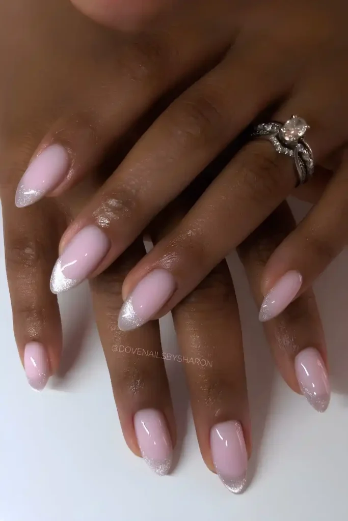 Silver Cat Eye French Tip Nails That Add Instant Glam