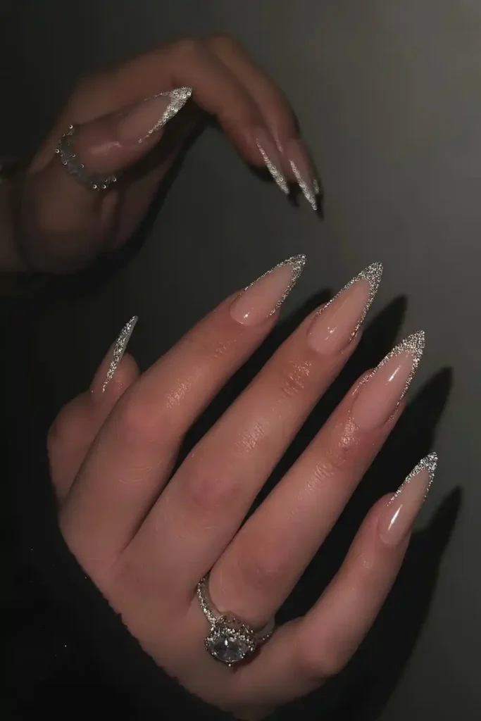 Silver Glitter French Tip Mani That Adds Instant Glam
