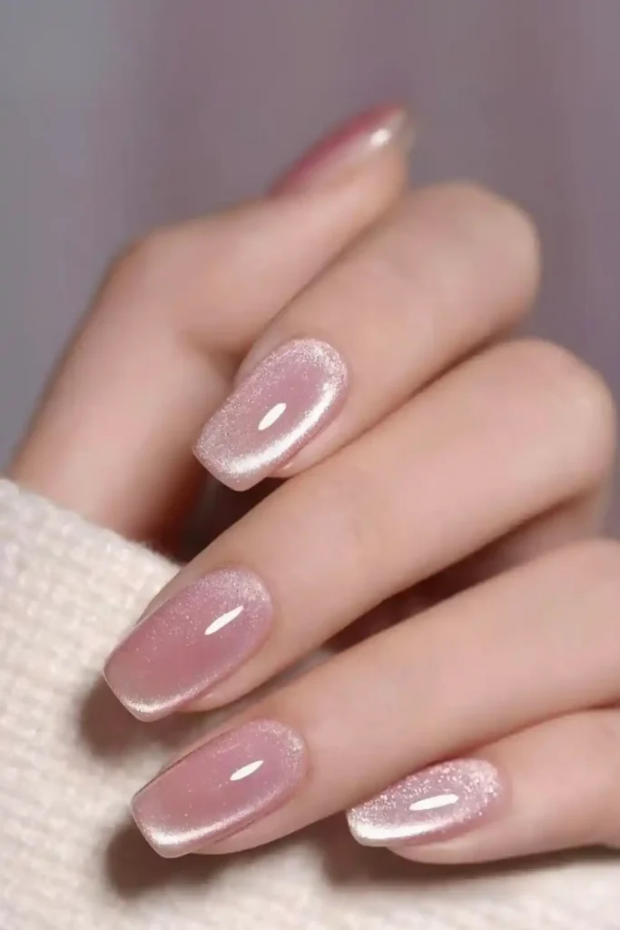 Soft Pink Cat Eye Manicure