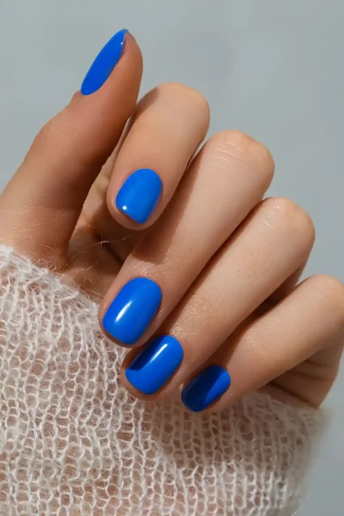 Solid Azure Blue Manicure