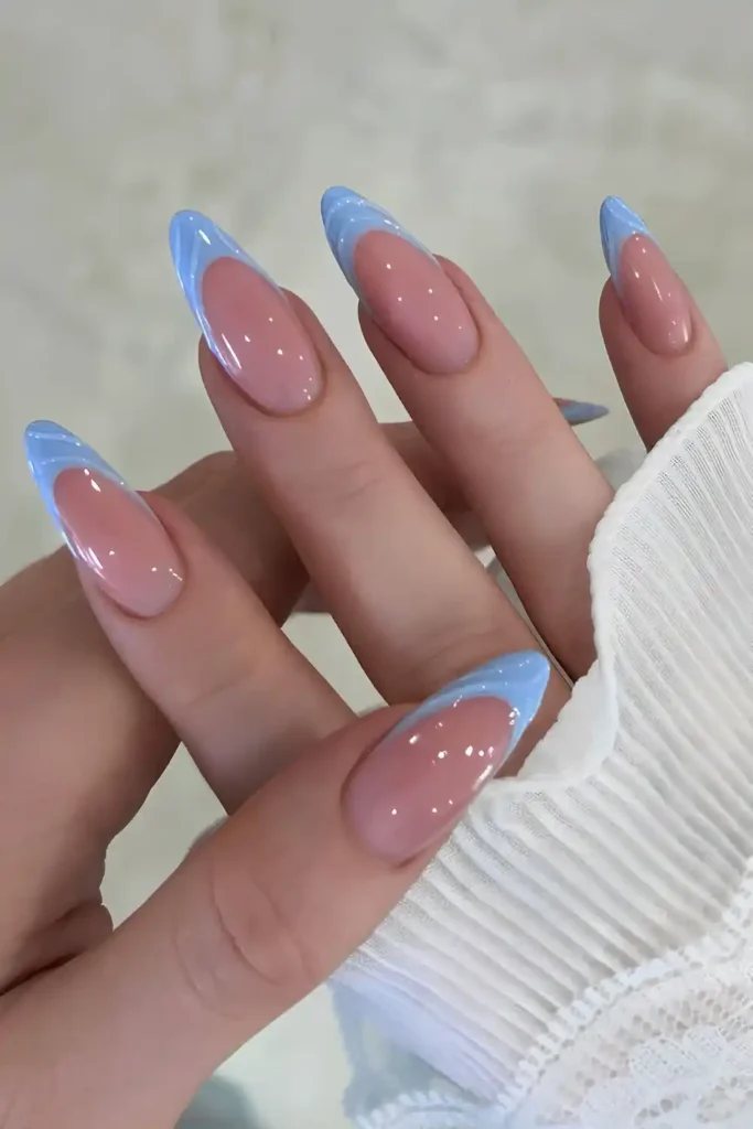 Textured Blue French Manicure