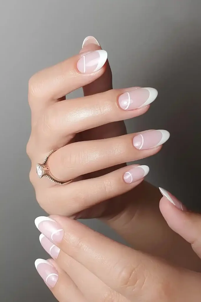 White French Nails With Half Moon Accents You'll Love