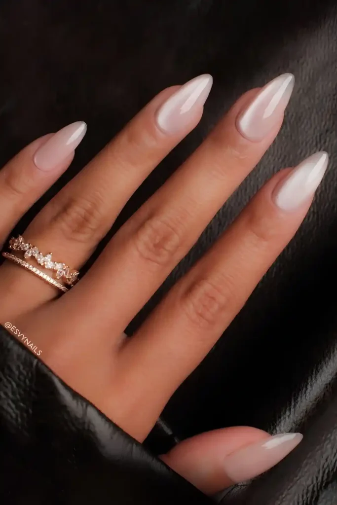 White Glass Effect Nails That Look Clean and Glossy
