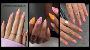 summer nails pink and orange