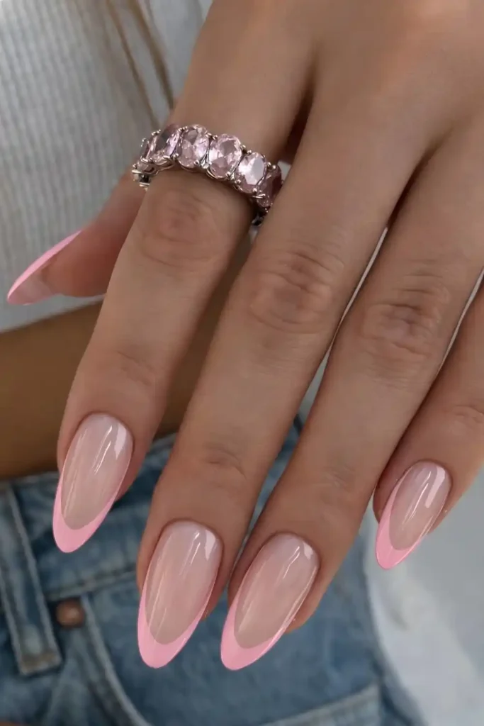 Almond Pink French Tip Manicure With a Classic Feminine Finish