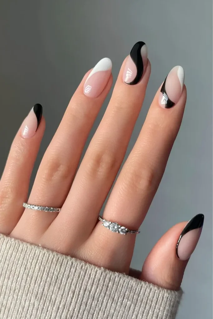 Black and White Negative Space Nails for a Modern Look
