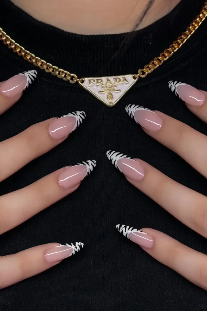 Black and White Zebra French Nails You'll Love