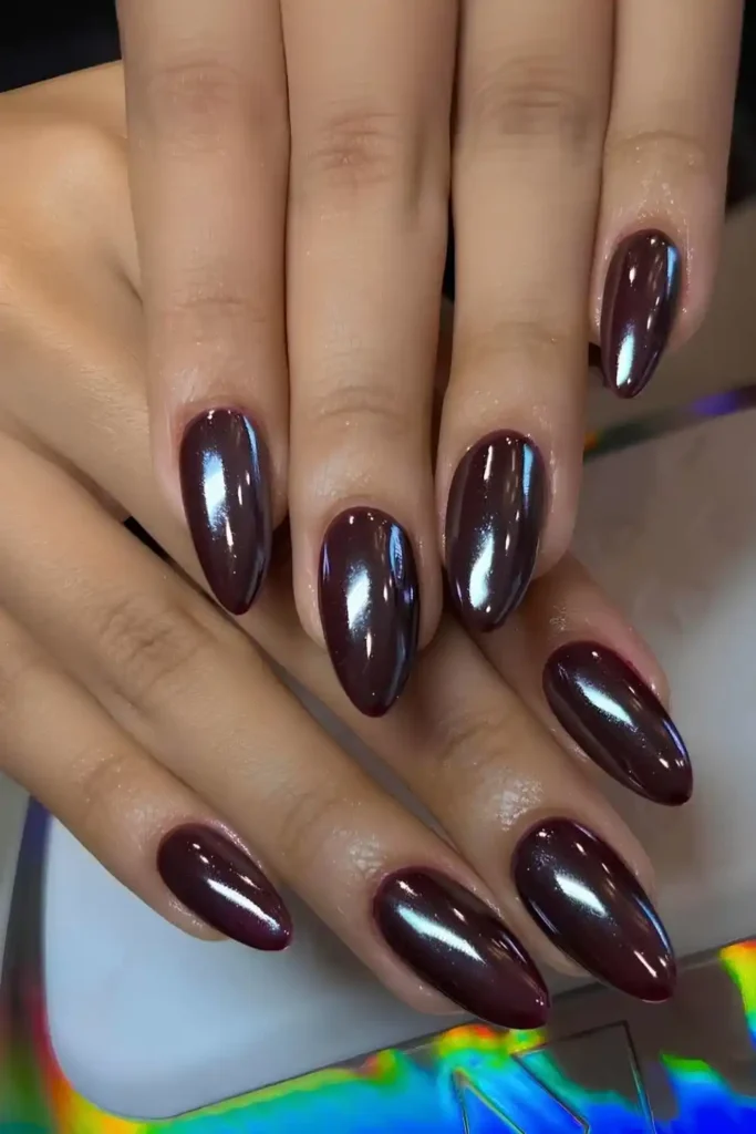 Black Cherry Chrome Nails That Make a Bold Statement