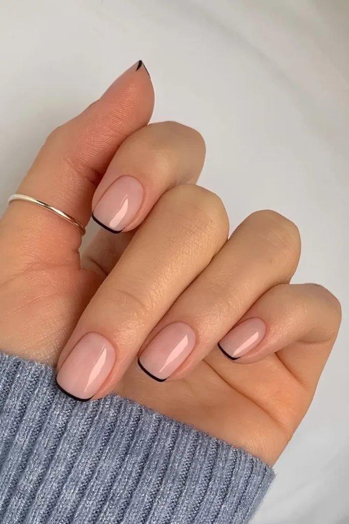 Black Micro French Tips for a Chic Minimal Style
