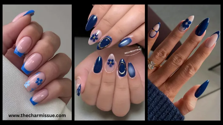 Blue Floral Nail