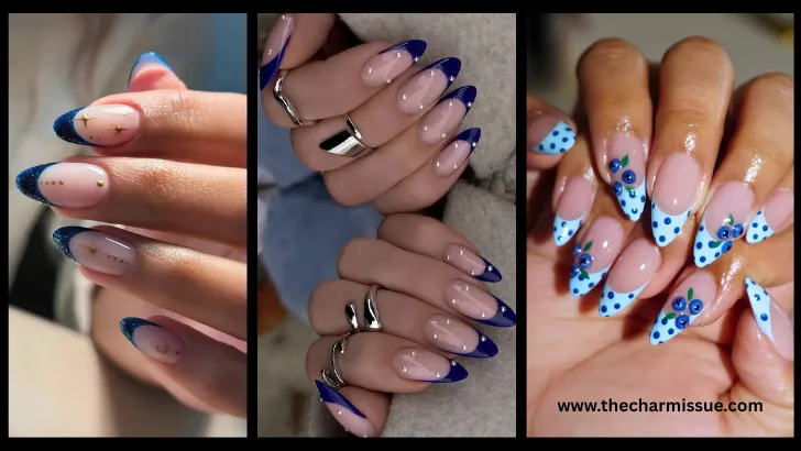 Blue French Tip Nails