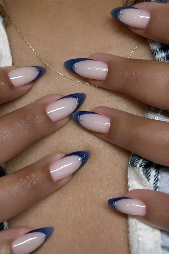 Blue Gradient French Mani With Stars You'll Love