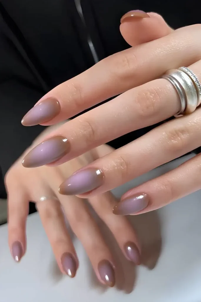 Brown and Pink Aura Nails for a Modern Style