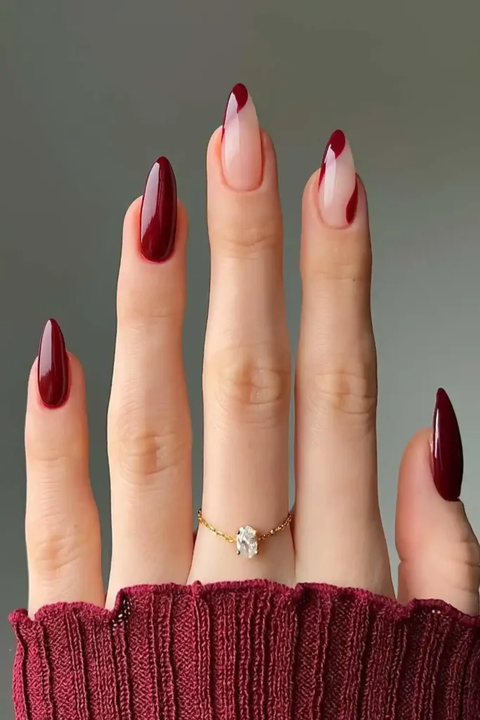 Burgundy Manicure With Negative Space Design for a Modern Twist
