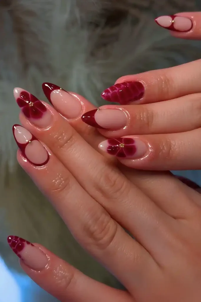 Burgundy Mix and Match Mani You'll Want to Copy